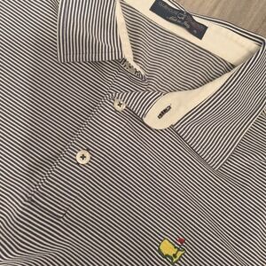 The Masters Clubhouse Collection Men's‎ Striped Golf Polo Italy Made Blue XL
